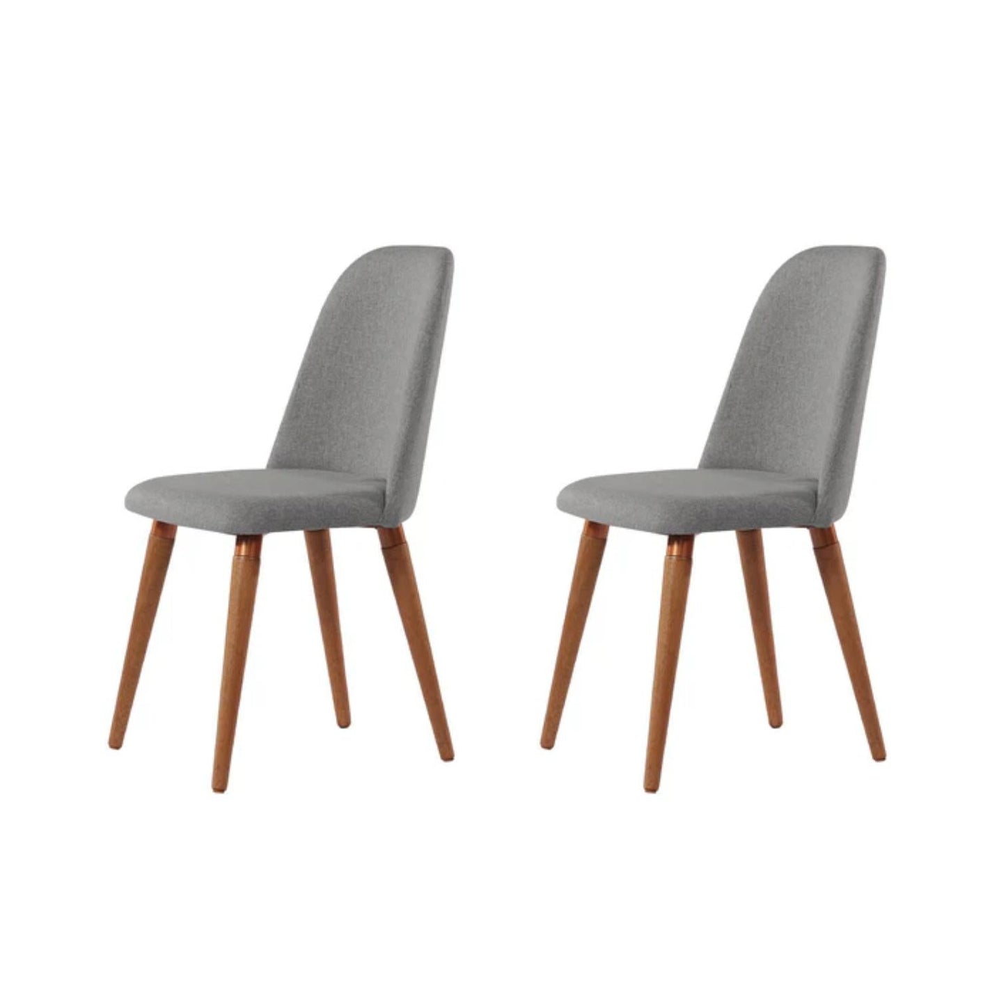 Conjunto de 2 Cadeiras de Madeira Maciça Estofada New Drop - Natural c/ Linho Cinza - Cobre