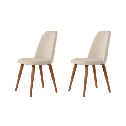 Conjunto de 2 Cadeiras de Madeira Maciça Estofada New Drop - Natural c/ Linho Off White - Cobre