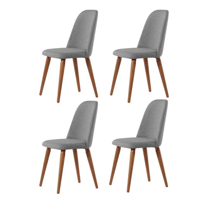 Conjunto de 6 Cadeiras de Madeira Maciça Estofada New Drop - Natural c/ Linho Cinza - Cobre