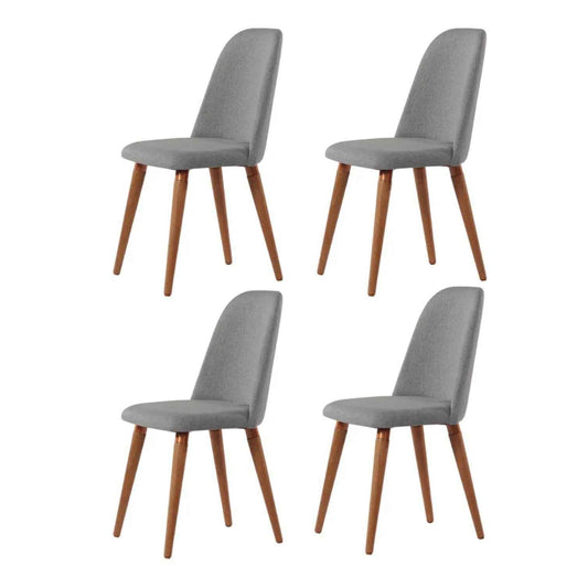 Conjunto de 6 Cadeiras de Madeira Maciça Estofada New Drop - Natural c/ Linho Cinza - Cobre