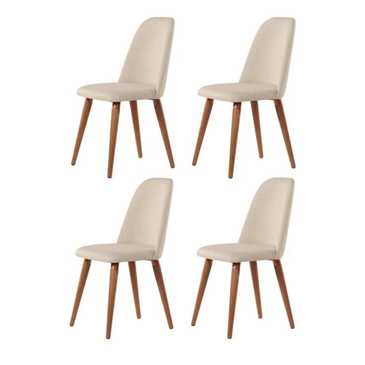 Conjunto de 6 Cadeiras de Madeira Maciça Estofada New Drop - Natural c/ Linho Off White - Cobre (Cópia)