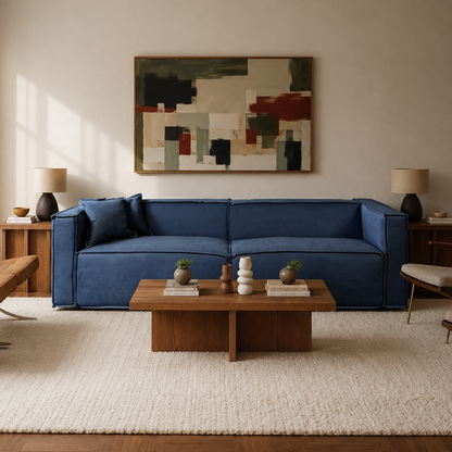 Sofá 4 Lugares Freddo 250 cm - Linho Texturizado Azul