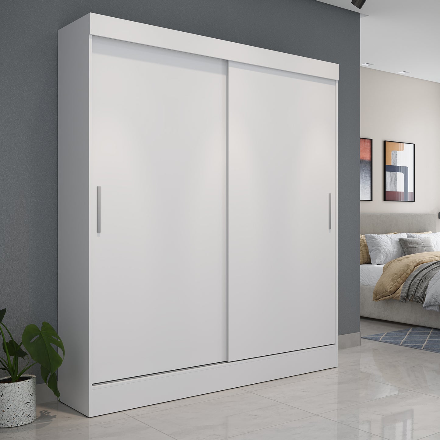 Guarda-Roupa Solteiro 2 Portas de Correr Harry 135 cm - Branco