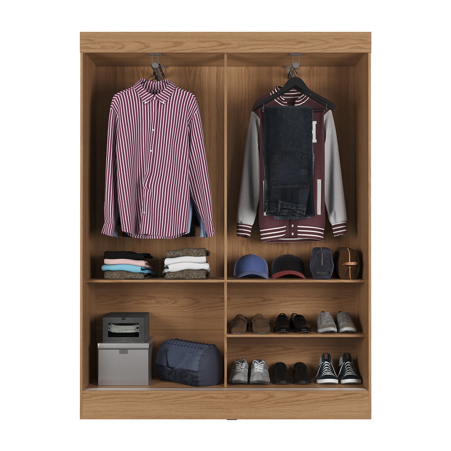 Guarda-Roupa Solteiro 2 Portas de Correr Harry 135 cm - Carvalho