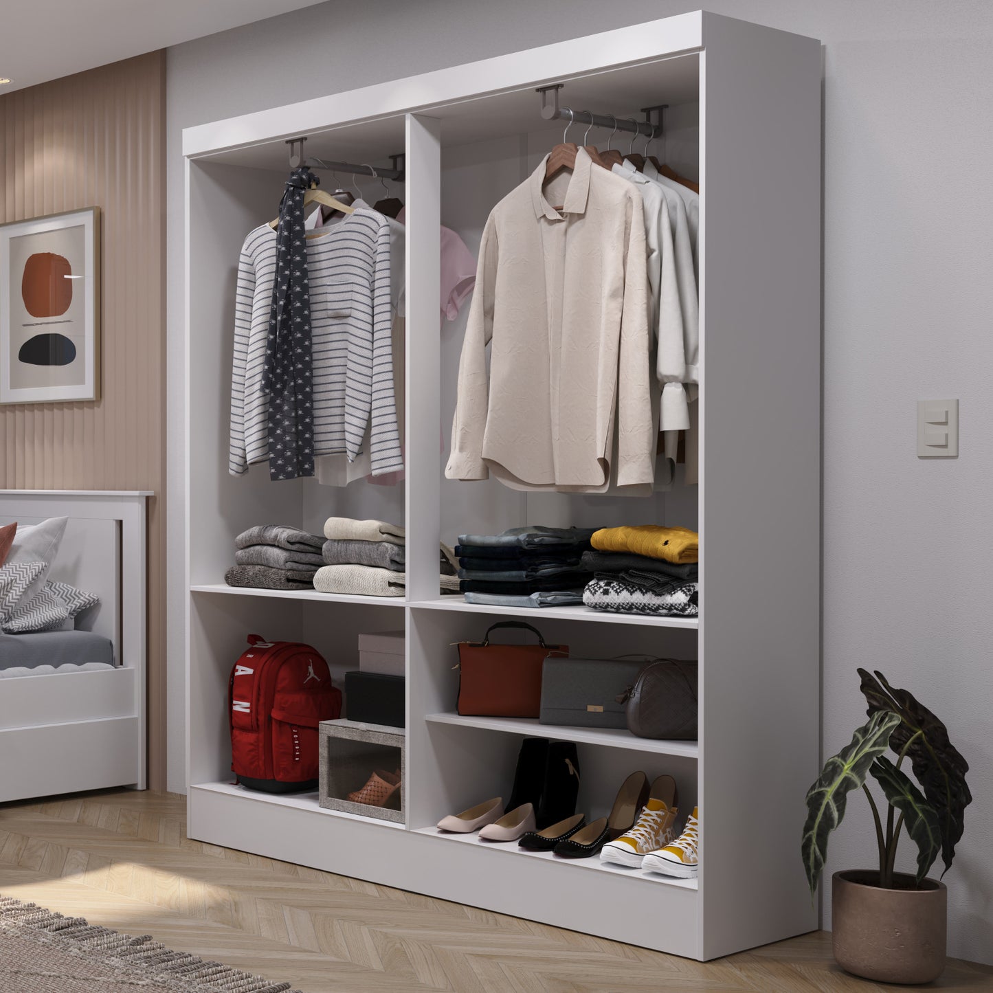 Guarda-Roupa Solteiro 4 Portas Jacob 135 cm - Branco