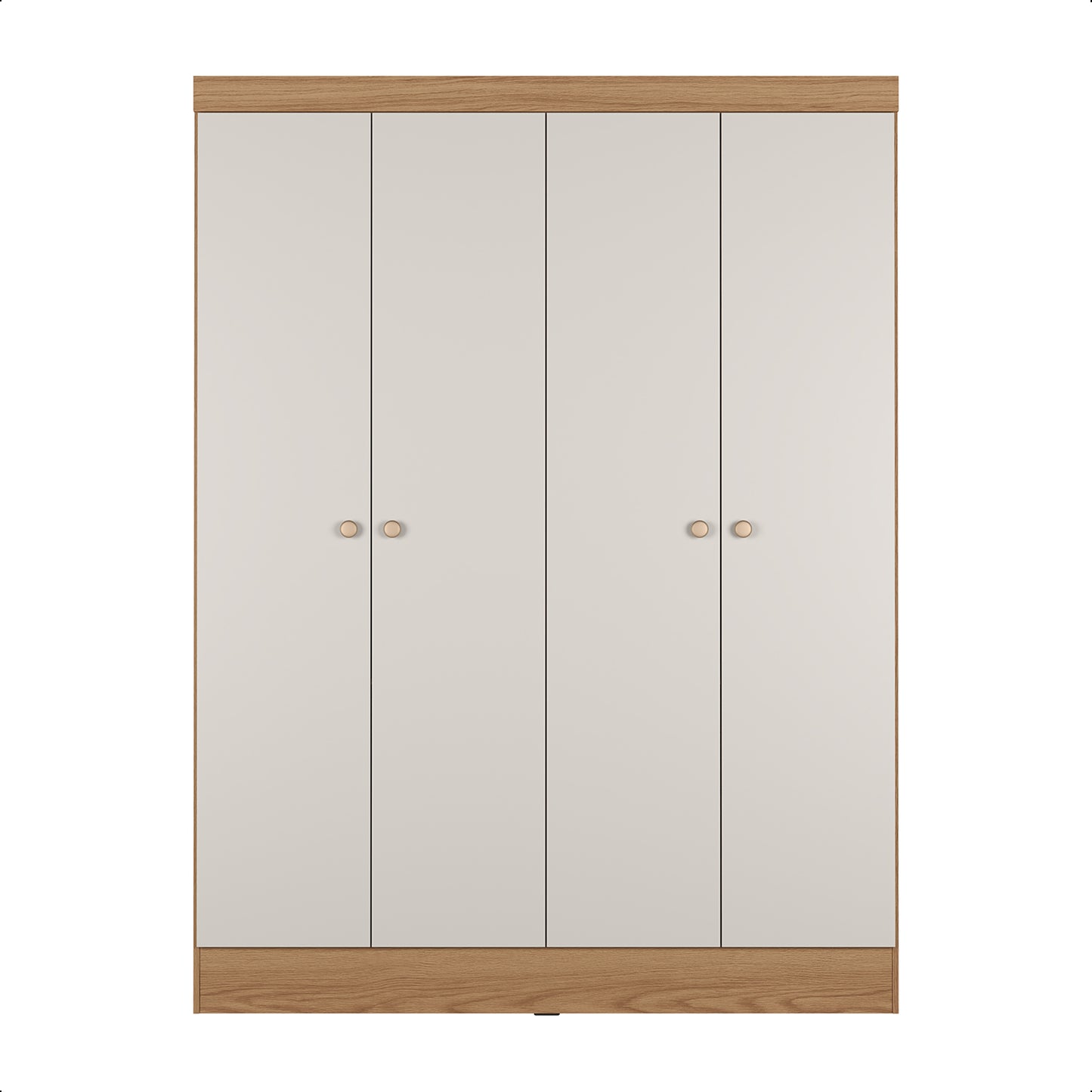 Guarda-Roupa Solteiro 4 Portas Jacob 135 cm - Carvalho c/ Off White