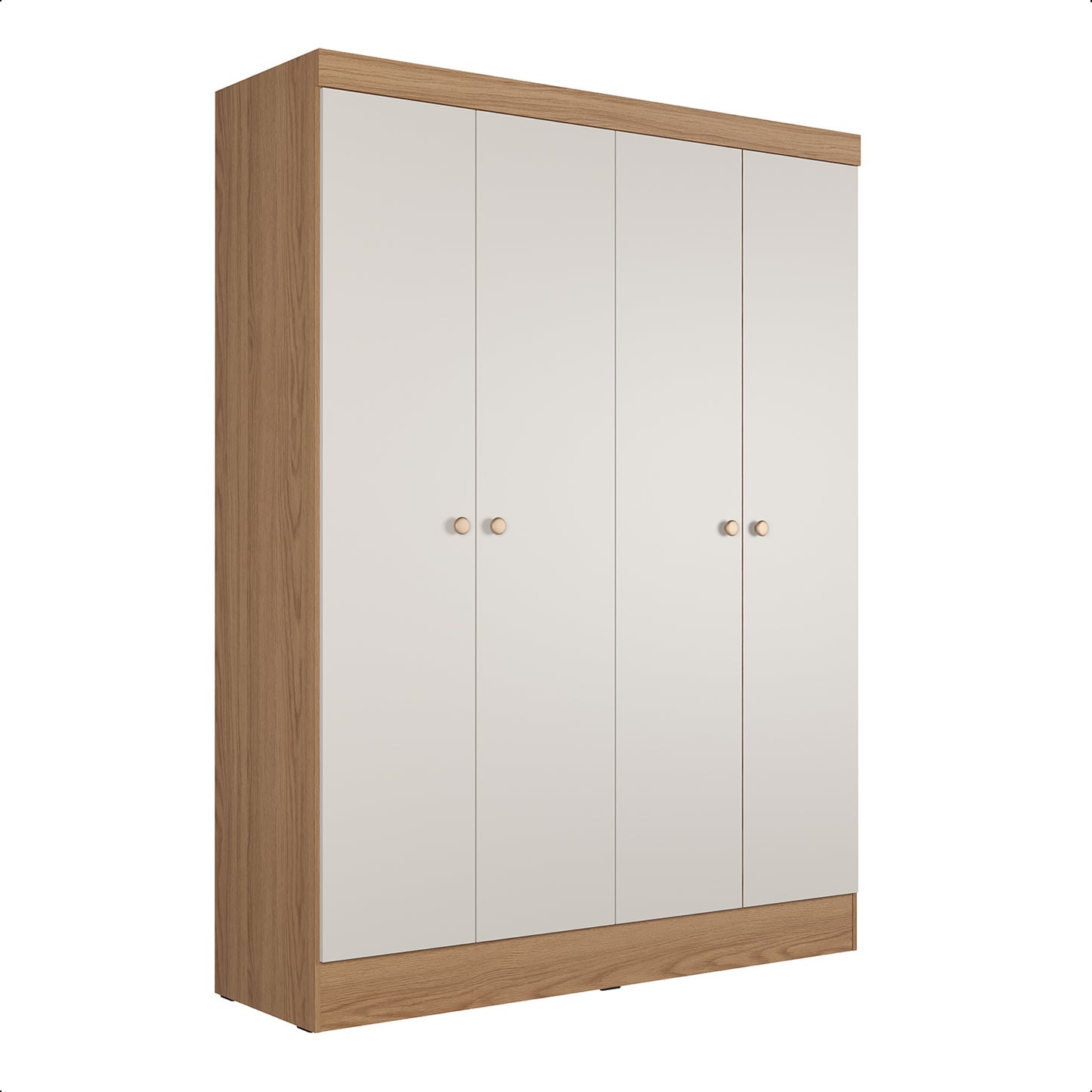 Guarda-Roupa Solteiro 4 Portas Jacob 135 cm - Carvalho c/ Off White