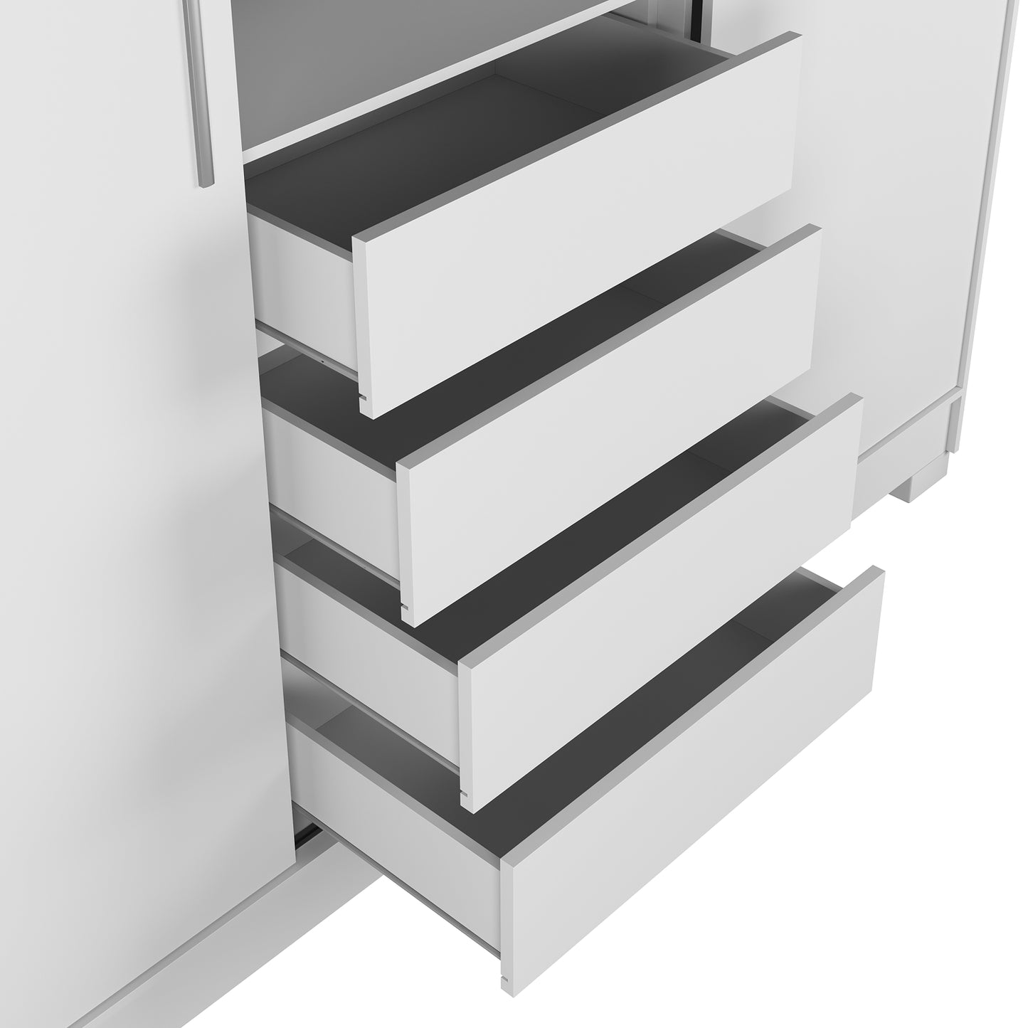 Guarda-Roupa Casal com Espelho 2 Portas de Correr 4 Gavetas Finley 184 cm - Branco