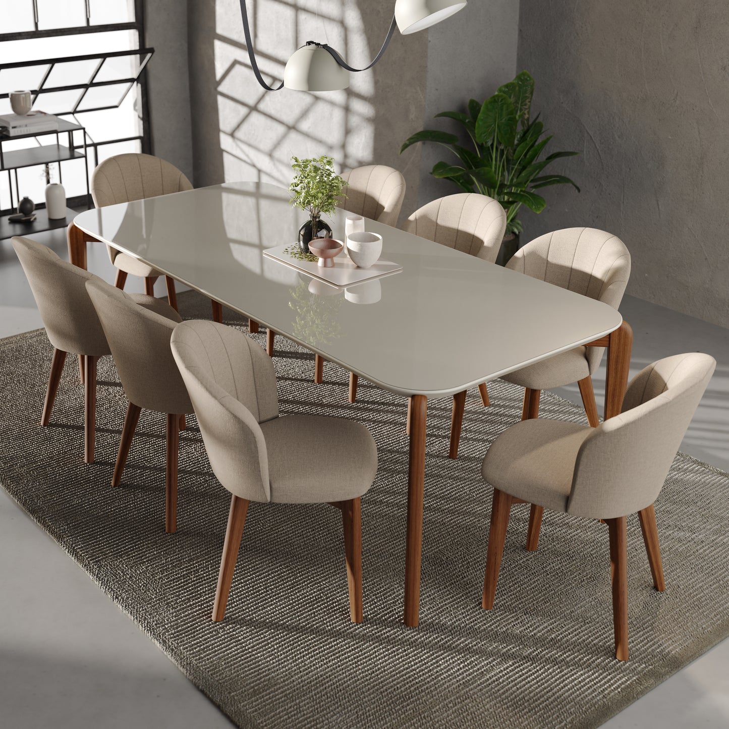 Conjunto de 2 Cadeiras de Madeira Maciça Estofada Donatella - Natural c/ Linho Off White