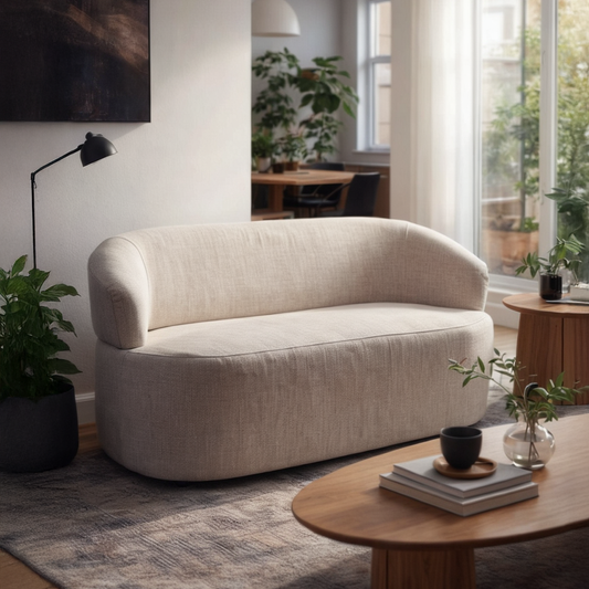 Sofá 2 Lugares Nicasia 140 cm - Linho Texturizado Off White