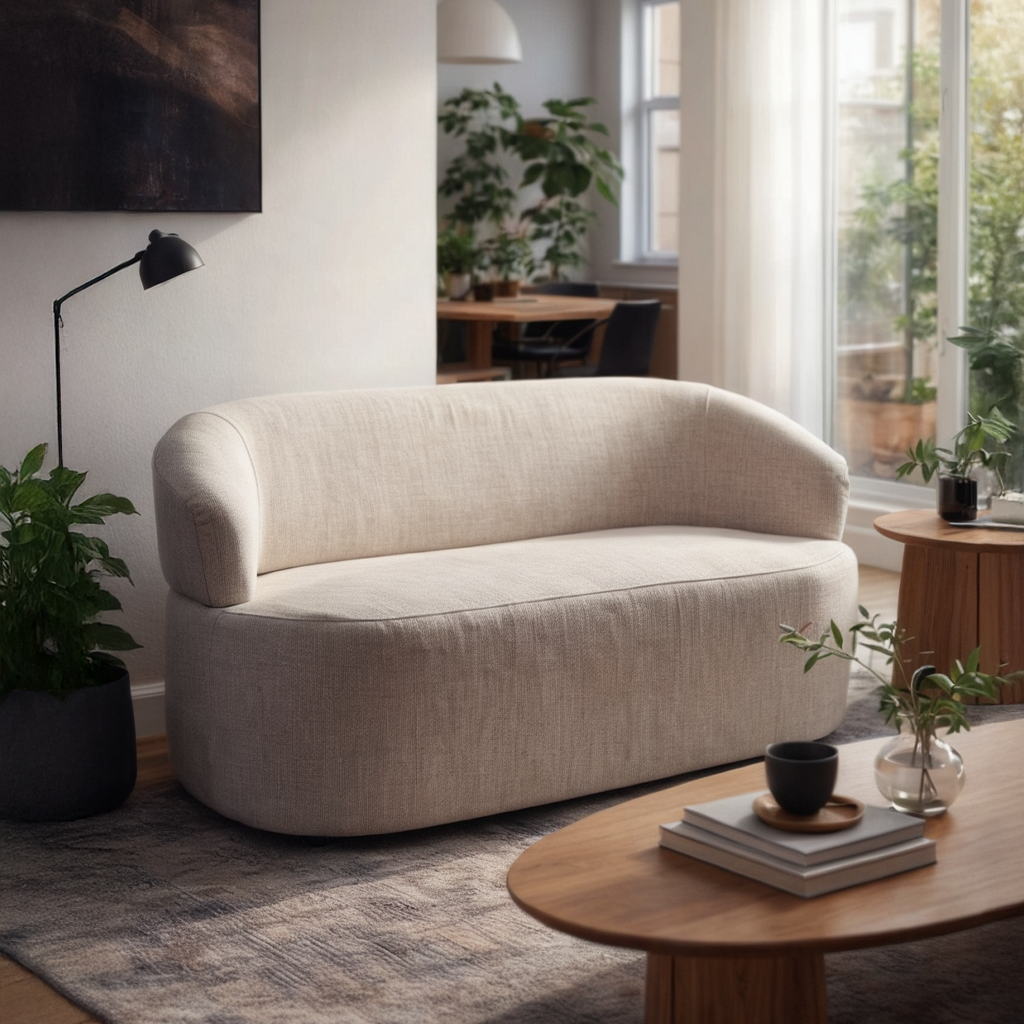 Sofá 2 Lugares Nicasia 140 cm - Linho Texturizado Off White