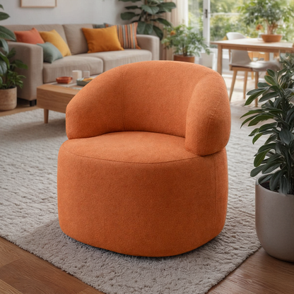 Poltrona Giratória Estofada Nicasia - Bouclé Terracota