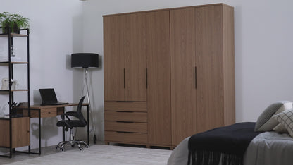 Guarda-Roupa Casal 5 Portas 4 Gavetas 100% MDF Allen 226 cm - Preto Fosco