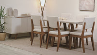 Conjunto de Jantar Mesa com Vidro Bennett 6 Cadeiras Ella - Natural c/ Mescla Cinza