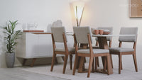Conjunto de Jantar Mesa com Vidro Avena 4 Cadeiras Ella - Canella c/ Caramelo