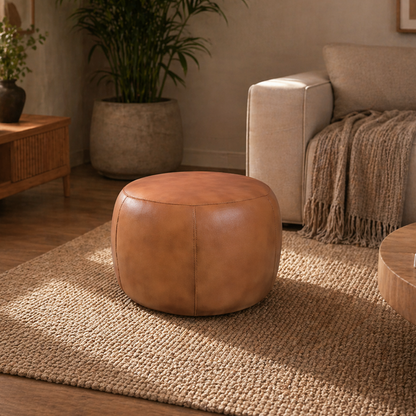 Puff Estofado Ecco 60 cm - PU Caramelo