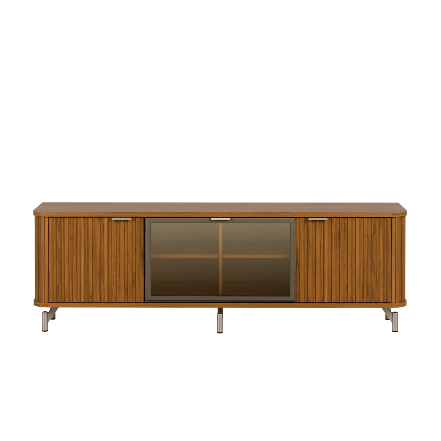Rack para TV Até 85” 3 Portas com Vidro Reflecta e LED Neon Float 169 cm - Canella c/ Champanhe