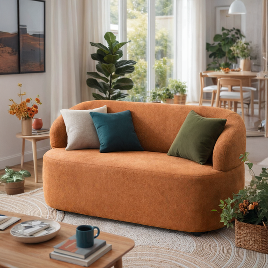 Sofá 2 Lugares Nicasia 140 cm - Bouclé Terracota