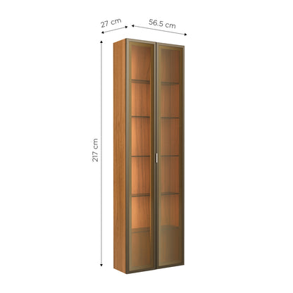 Módulo Cristaleira 2 Portas com Vidro Reflecta com LED Neon Float 56cm - Canella c/ Champanhe