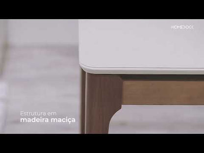 Mesa de Jantar Addar 135 cm - Natural c/ Vidro Off White