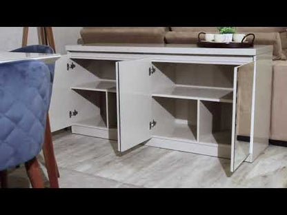 Buffet Truzzi Espelhado 160 cm - Branco Brilho